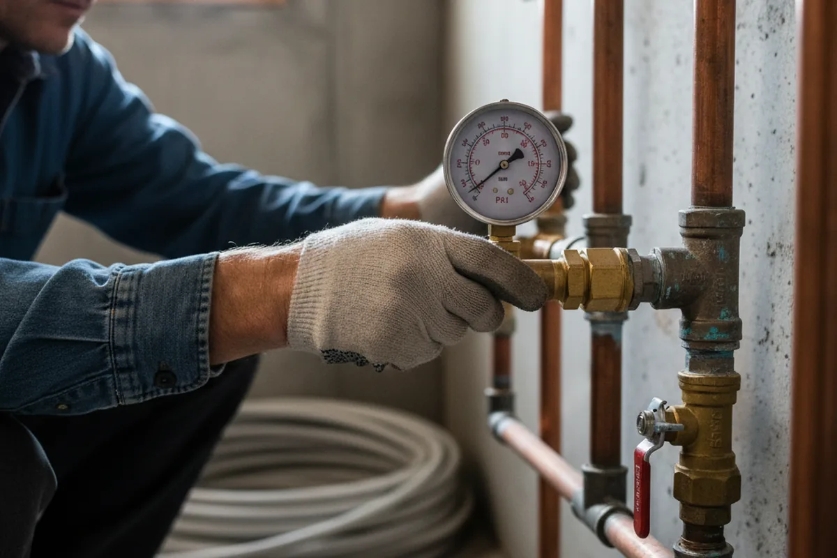 Pressure testing a repaired line during Water Line Repair in Seagrove